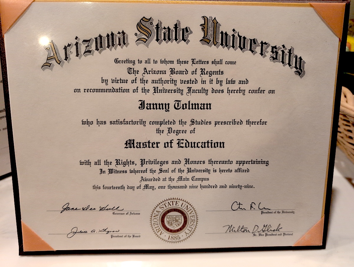 Janny-tolman-masters-degree